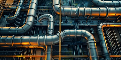 Aufkleber - Abstract industrial background with pipes and connectors, infrastructure and urban development