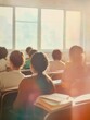 © Anat art - Students sit attentively in an overcrowded classroom, facing windows while surrounded by old books and limited educational resources. Generative AI