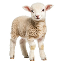 Wall Mural - Adorable lamb standing transparent background