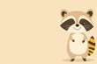 © Wan - A cute cartoon raccoon stands cheerfully against a light background, ideal for children's designs.