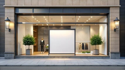 Wall Mural - A modern storefront mockup featuring a large blank space for your design.