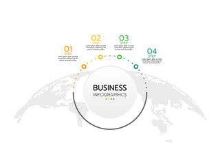 Modern business infographic circular diagram with 4 options. Round chart that can be used for business analytics, data visualization and presentation. Vector illustration.