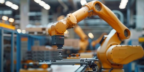 Aufkleber - Industrial robot arm working on a production line, representing automation and efficiency