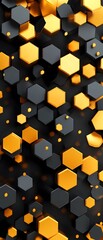 Poster - Abstract Geometric Pattern with Golden Hexagons.