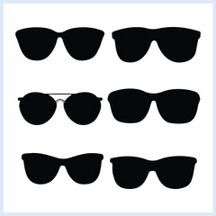 Sunglasses silhouette set, glasses vector illustration, protective eyewear icon  on a white background