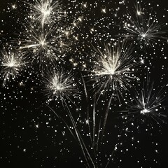 Canvas Print - Sparkling fireworks display against a black sky.