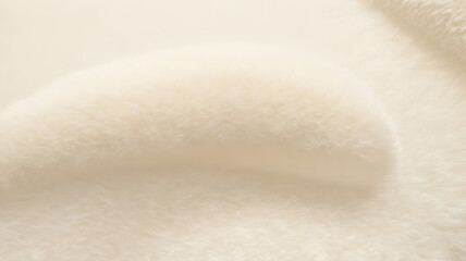 High quality a soft fur white carpet. wool sheep fleece closeup texture realist illustration background design.