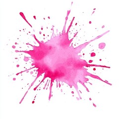 Wall Mural - A dark pink watercolor splash was painted with a watercolor brush stroke by hand and was isolated on transparent png.