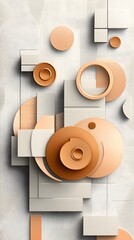 Canvas Print - Abstract Geometric Shapes in Beige and Gold.