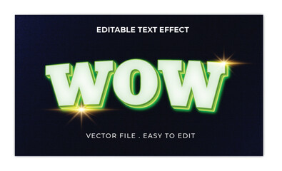 wow typography Editable text effect 3d Traditional Cartoon template style premium vector