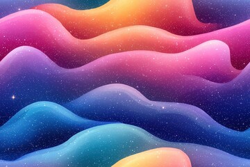 Wall Mural - Colorful background with swirling waves and stars 