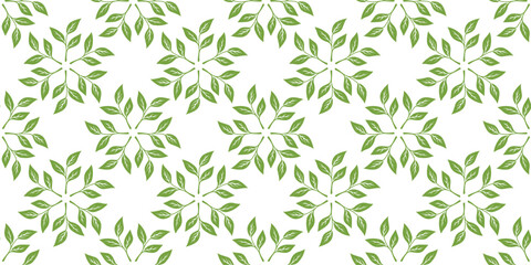 green leaves vector pattern background. Green tea leaf seamless pattern. tea leaves pattern background. seamless patterns with green leaves of tea.