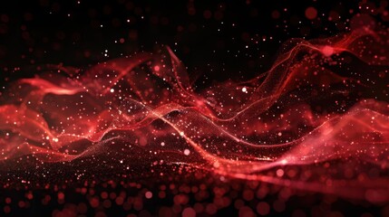 Wall Mural - swirling red abstract particles futuristic visual effect overlay isolated on black background