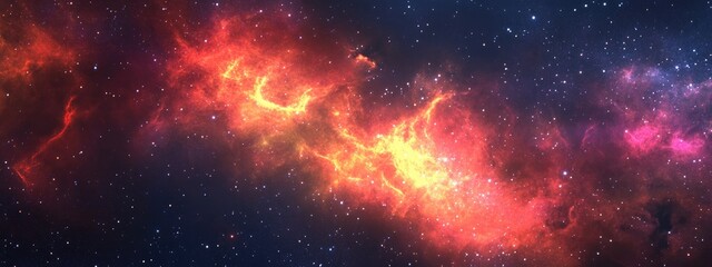 Wall Mural - 3d cartoon rendering of a nebula and star field in deep space light years away from any planet