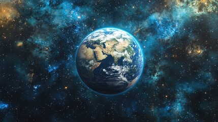 Aufkleber - 3D cartoon depiction of a stunning planet Earth in space with a backdrop of stars