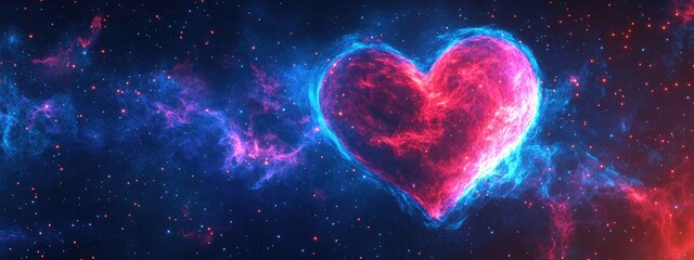 Wall Mural - Cartoon style 3D rendering featuring a long exposure of a heart nebula