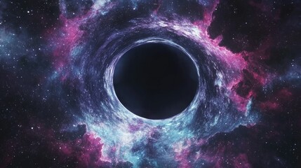 Aufkleber - 3D illustration of a cartoon rendering featuring an imaginary black hole in a deep space star field