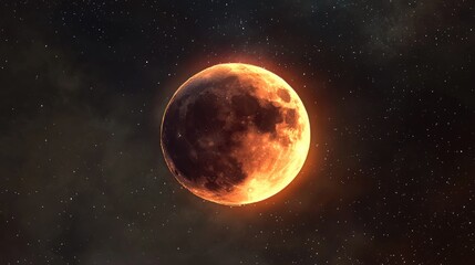 Wall Mural - 3D cartoon rendering depicting a lunar eclipse