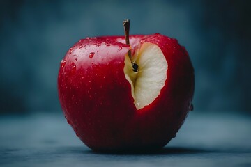 red apple on black background