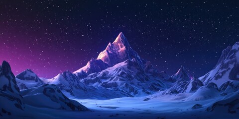 Aufkleber - Night sky mountain landscape in a 3D cartoon style suitable for use as a background or print