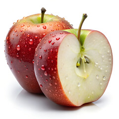 red apple with water drops isolated