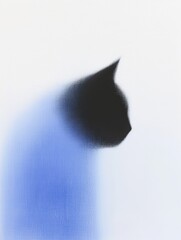 Canvas Print - Black cat silhouette in blue