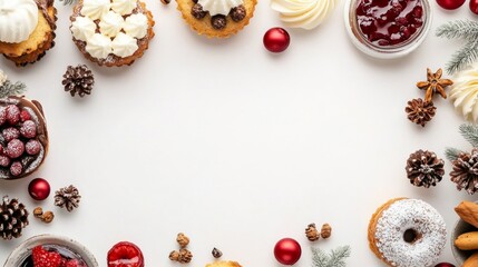 Wall Mural - A stunning display of Thanksgiving desserts arranged elegantly on a white background, showcasing festive treats for the holiday celebration