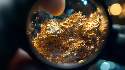 Wall Mural - The image of a gold nugget under magnification resonates with precious metals enthusiasts.