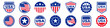 © 123levit - USA sticker set. American insignia collection. Flat style.