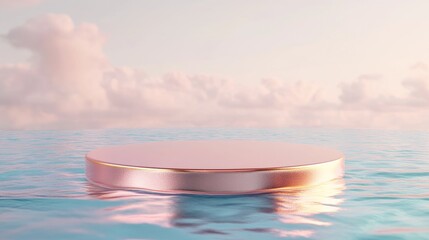 Aufkleber - Pink rose gold podium on water abstract geometric empty pedestal for product display 3D render