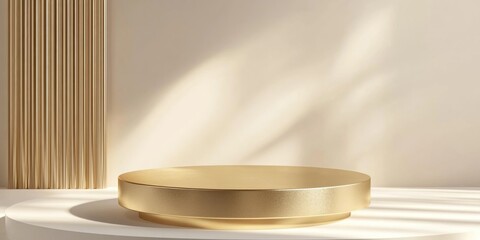 Aufkleber - Gold product background display stand or podium pedestal on a luxury advertising platform with blank backdrops 3D rendering