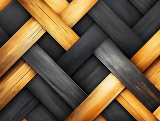 Poster - Black and Gold Wooden Pattern.