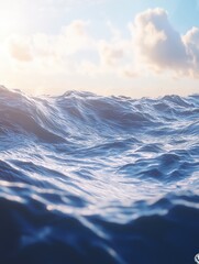 Poster - Blue ocean waves under a bright sky