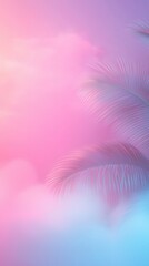 Poster - Palm leaves against a pink sky