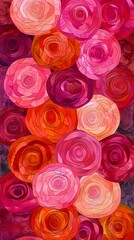 Poster - pink and orange rose plants pattern illustration poster background