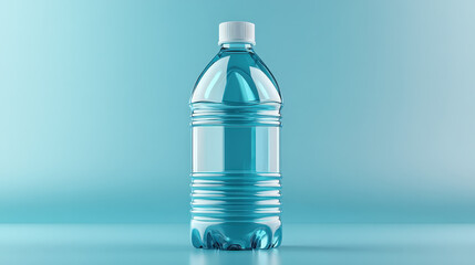 Realistic 3D plastic bottle with a glossy surface and detailed label, Product Packaging Design, premium and eye-catching 