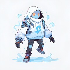 Poster - Cyberpunk Character in White Hoodie