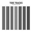 © 32 pixels - Tire tracks, wheel braking marks. Truck, car or motorcycle tread pattern silhouettes. Auto race, motorsport, speed racing design element. Vector illustration