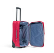 © afxhome - Empty and open red suitcase on wheels, isolated on a transparent background png.