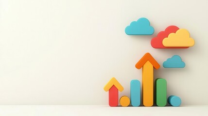 Search engine rankings, cloud-based insights, flat design illustration