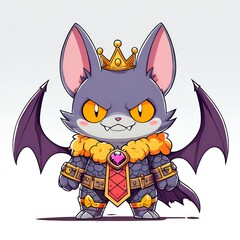 Sticker - Cute Bat King Cartoon Illustration