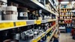 © VK Studio - Shelves stacked with various automotive parts in a repair shop, organized meticulously in a brightly lit, focused work environment.