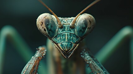 Close-up of a Praying Mantis with Striking Blue Eyes