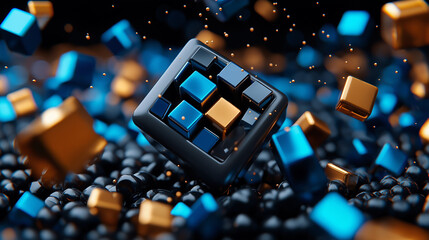 3D rendering of a website’s front-end elements, immersive web design, advanced user interface development