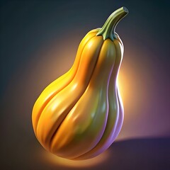 A vibrant 3D illustration of a squash. perfect for adding a touch of autumnal warmth to your designs.