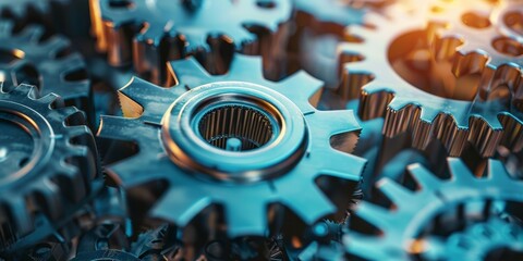 Aufkleber - Industrial engineering and technology concept with gears and cogs in a mechanical assembly