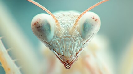 Close-up Portrait of a Praying Mantis's Face