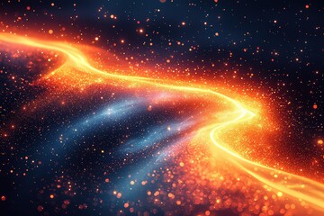 glowing orange lines and sparks on a dark black background, dynamic streaks of light in motion. 