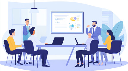 Wall Mural - Manager giving a presentation to employees in a boardroom