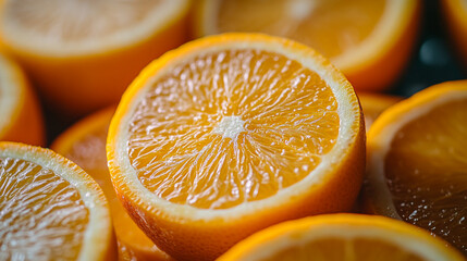 juicy delicious cut orange slices close up